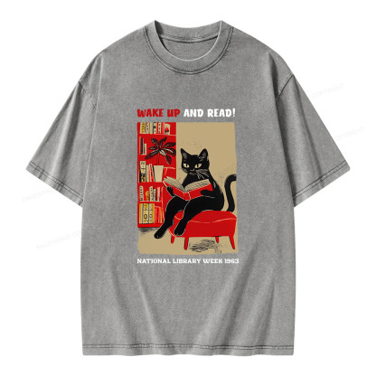Pagewings Wake Up and Read Unisex Washed T-shirt