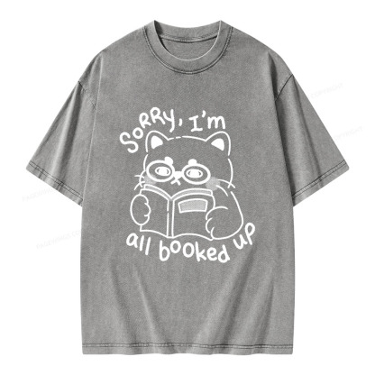 Pagewings Sorry I'm All Booked Up Unisex Washed T-shirt