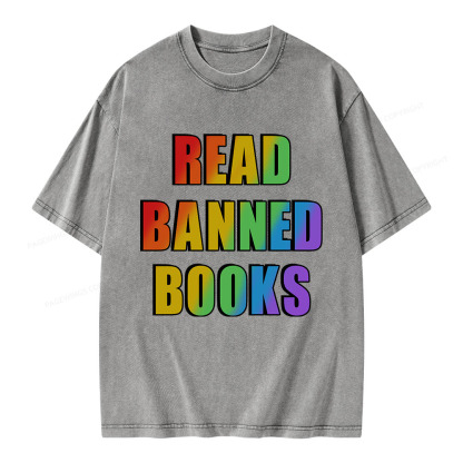 Pagewings Read Banned Books Unisex Washed T-shirt