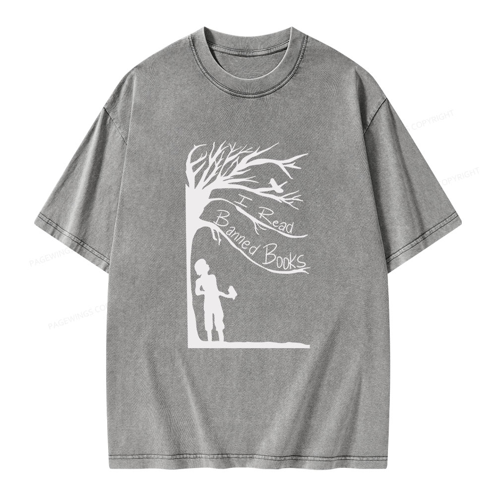 Pagewings I Read Banned Books Unisex Washed T-shirt