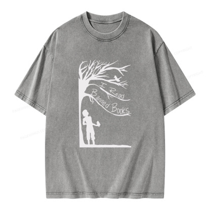 Pagewings I Read Banned Books Unisex Washed T-shirt