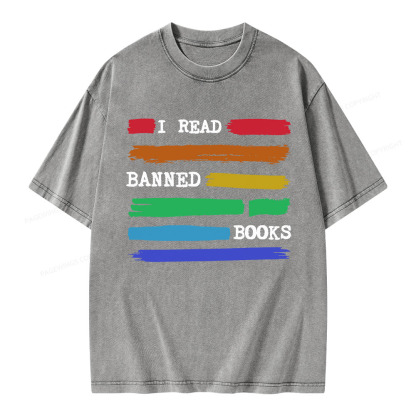 Pagewings I Read Banned Books Unisex Washed T-shirt