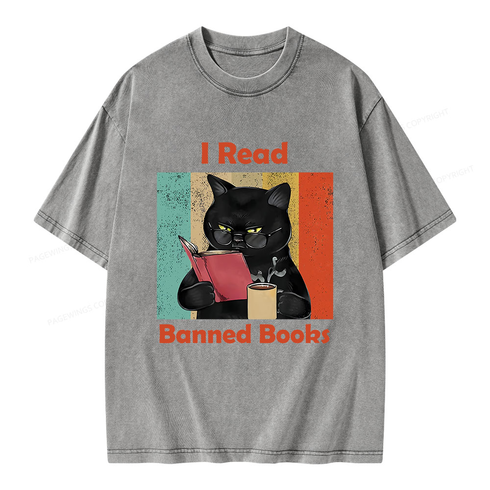 Pagewings I Read Banned Books Unisex Washed T-shirt