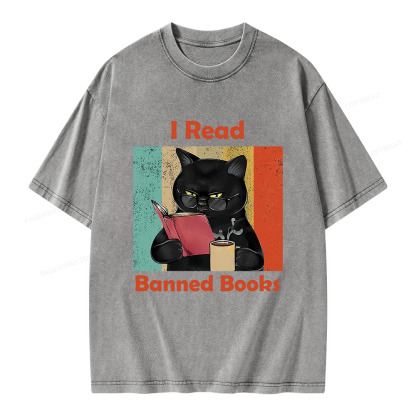 Pagewings I Read Banned Books Unisex Washed T-shirt