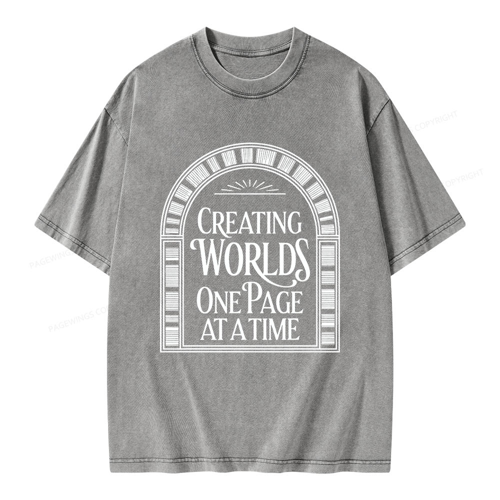 Pagewings Creating Worlds One Page At A Time Unisex Washed T-shirt