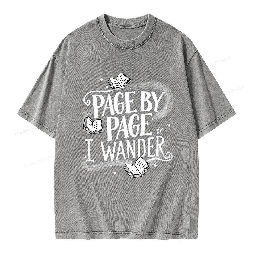 Pagewings Page By Page I Wander Unisex Washed T-shirt
