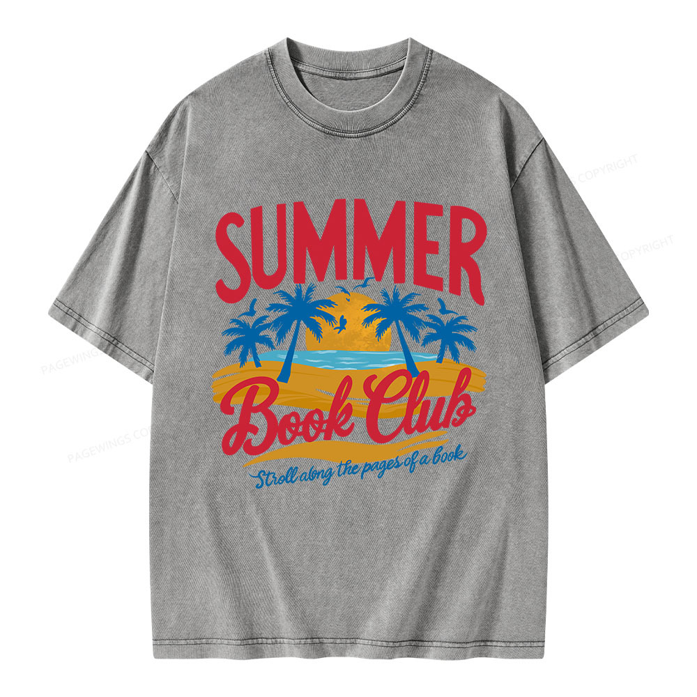 Pagewings Summer Book Club Unisex Washed T-shirt