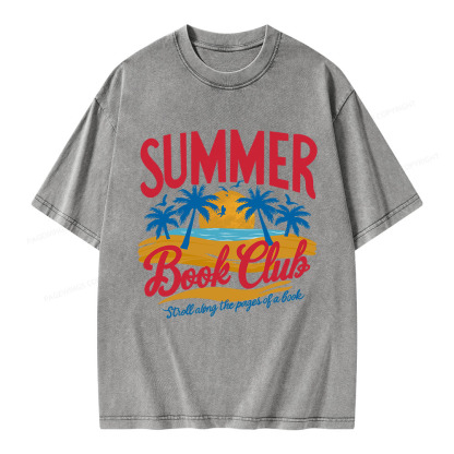 Pagewings Summer Book Club Unisex Washed T-shirt