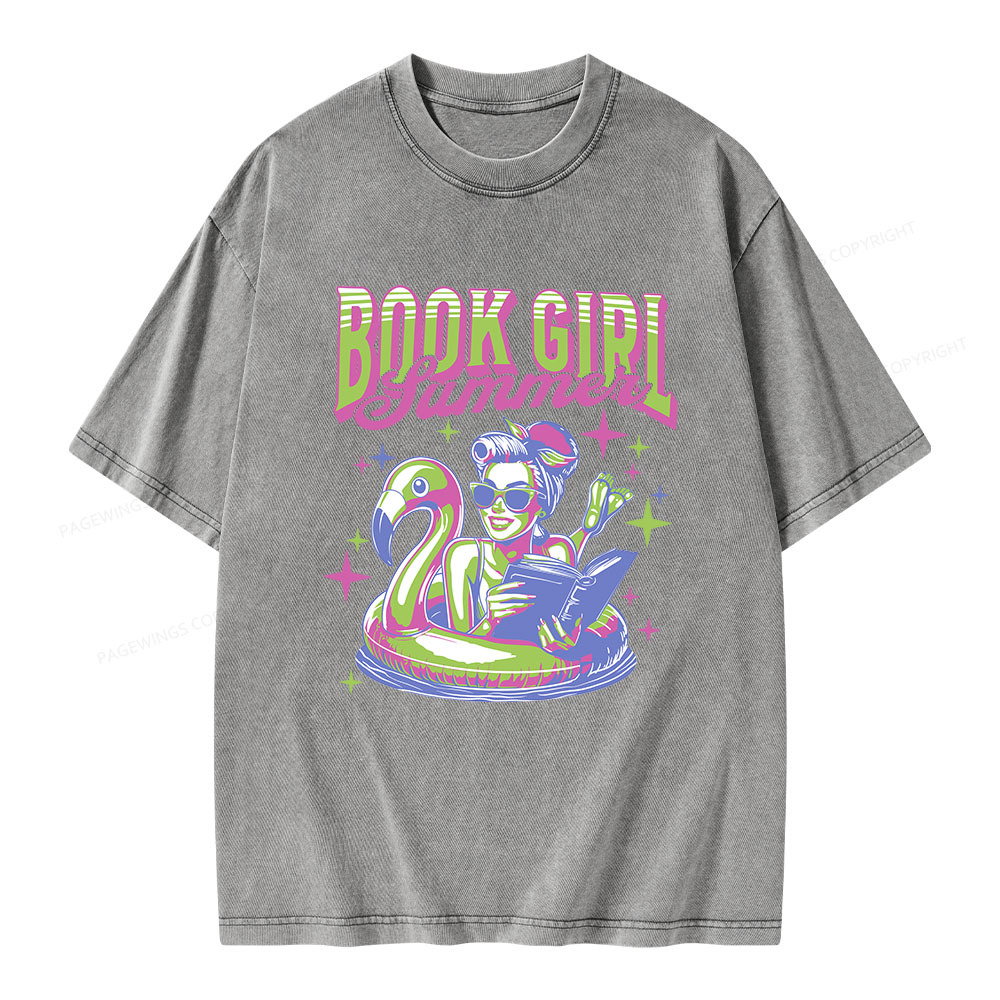 Pagewings Bookish Girl Summer Unisex Washed T-shirt