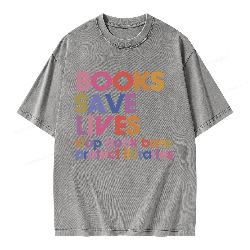 Pagewings Books Save Lives Unisex Washed T-shirt