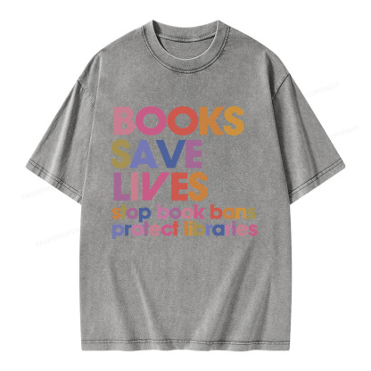 Pagewings Books Save Lives Unisex Washed T-shirt