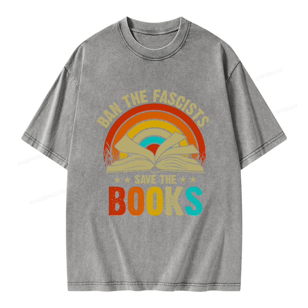Pagewings Ban The Fascists Save The Books Unisex Washed T-shirt