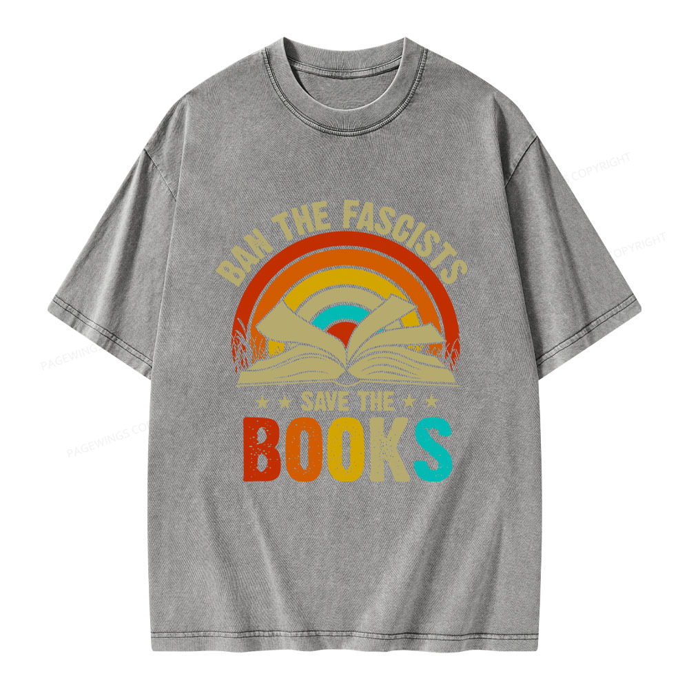 Pagewings Ban The Fascists Save The Books Unisex Washed T-shirt