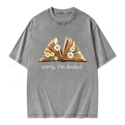 Pagewings Sorry I'm Booked Unisex Washed T-shirt