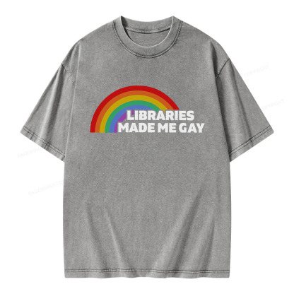 Pagewings Libraries Made Me Gay Unisex Washed T-shirt