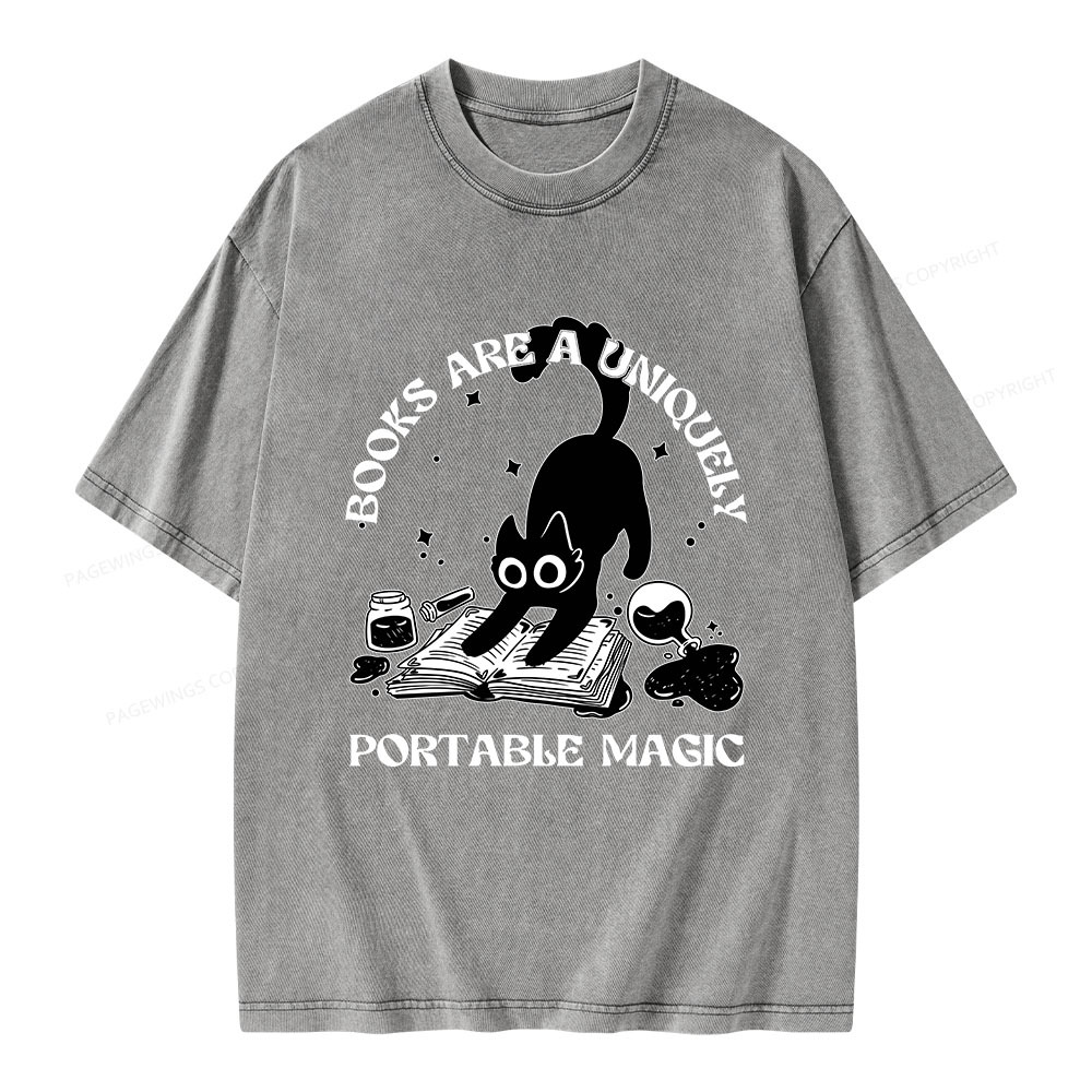 Pagewings Books Are Uniquely Portable Magic Unisex Washed T-shirt