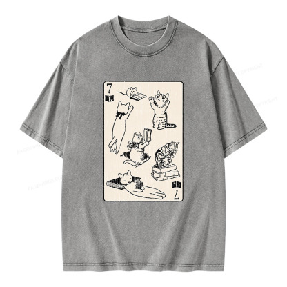 Pagewings Cats And Mouse Live In Peace With Books Unisex Washed T-shirt