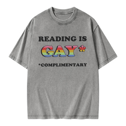 Pagewings Reading Is Gay Complimentary Unisex Washed T-shirt