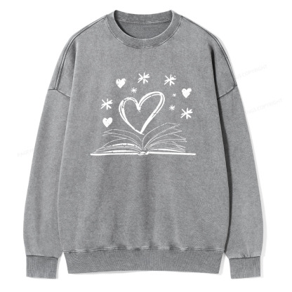 Pagewings Bookworm Librarian Valentines Day Book T-Shirt Unisex Washed Sweatshirt