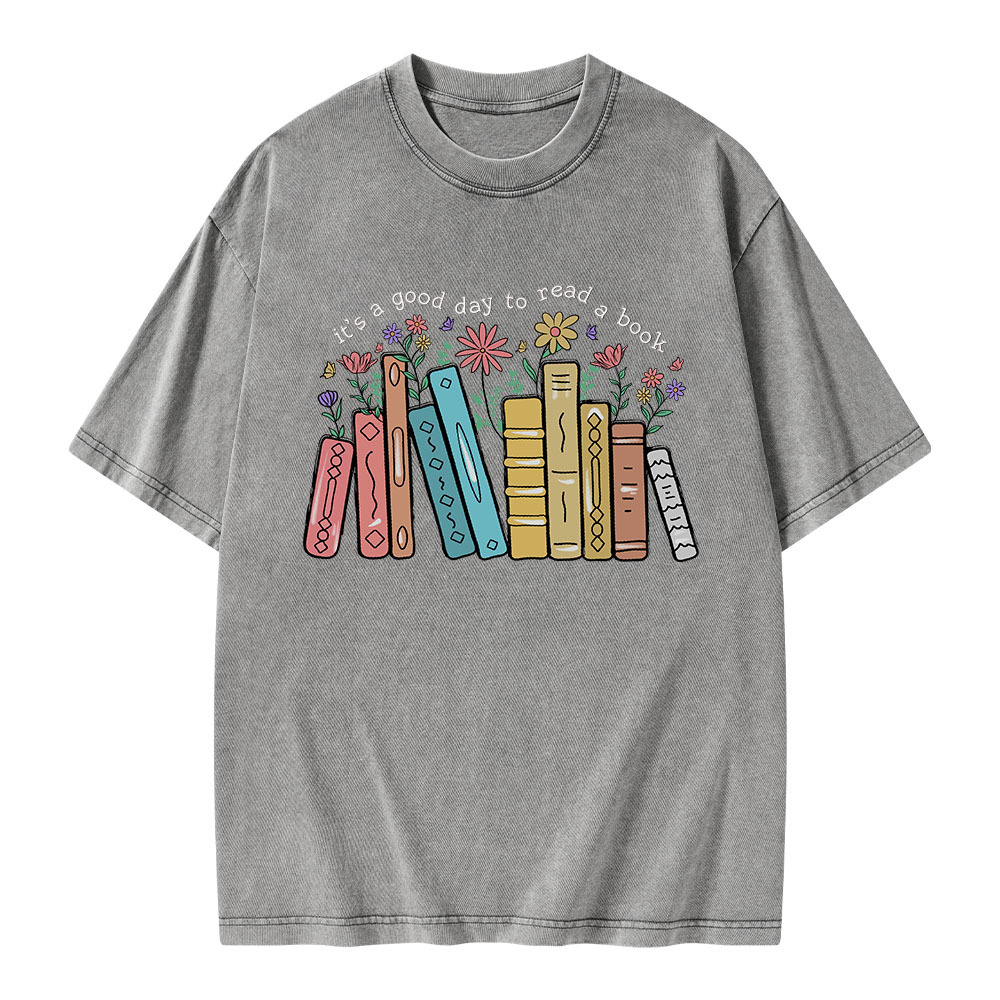 Pagewings It’s A Good Day To Read A Book Unisex Washed T-shirt
