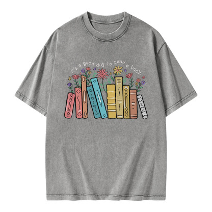 Pagewings It’s A Good Day To Read A Book Unisex Washed T-shirt