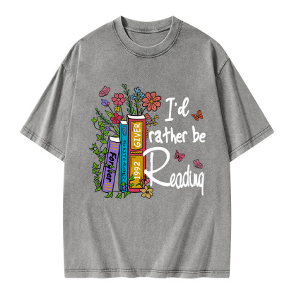 Pagewings I'd Rather Be Reading Unisex Washed T-shirt