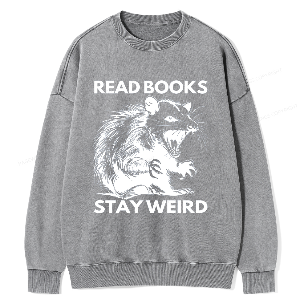 Pagewings Read Books Stay Weird Unisex Washed Sweatshirt
