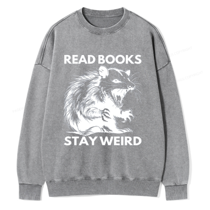 Pagewings Read Books Stay Weird Unisex Washed Sweatshirt