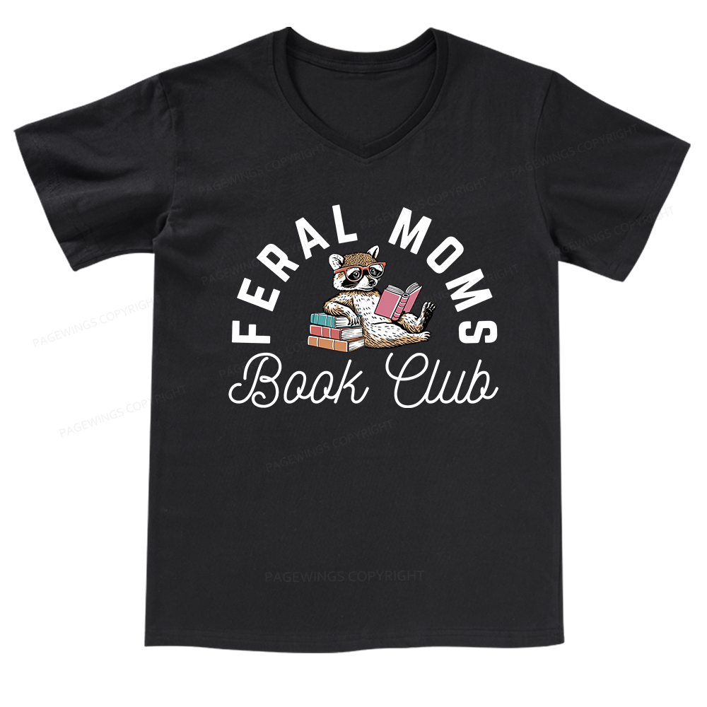 Pagewings Feral Moms Book Club V-neck T-shirt