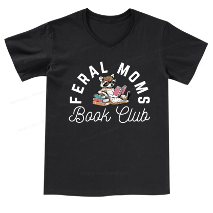 Pagewings Feral Moms Book Club V-neck T-shirt
