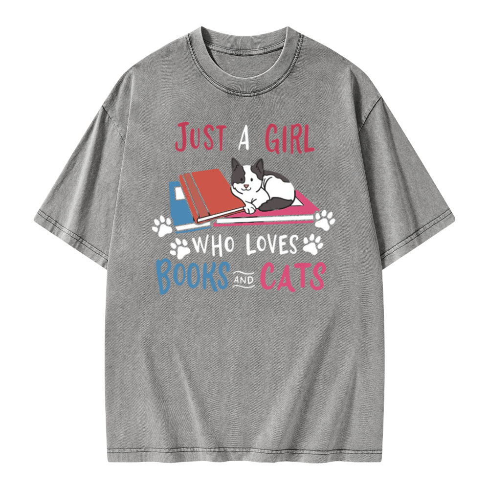 Pagewings Cat Books Book and Cats on Unisex Baseball T-Shirt Unisex Washed T-shirt