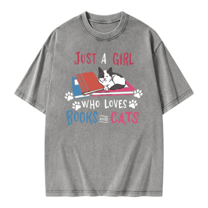 Pagewings Cat Books Book and Cats on Unisex Baseball T-Shirt Unisex Washed T-shirt