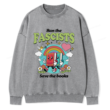 Pagewings Ban the Fascists Save the Books Unisex Washed Sweatshirt