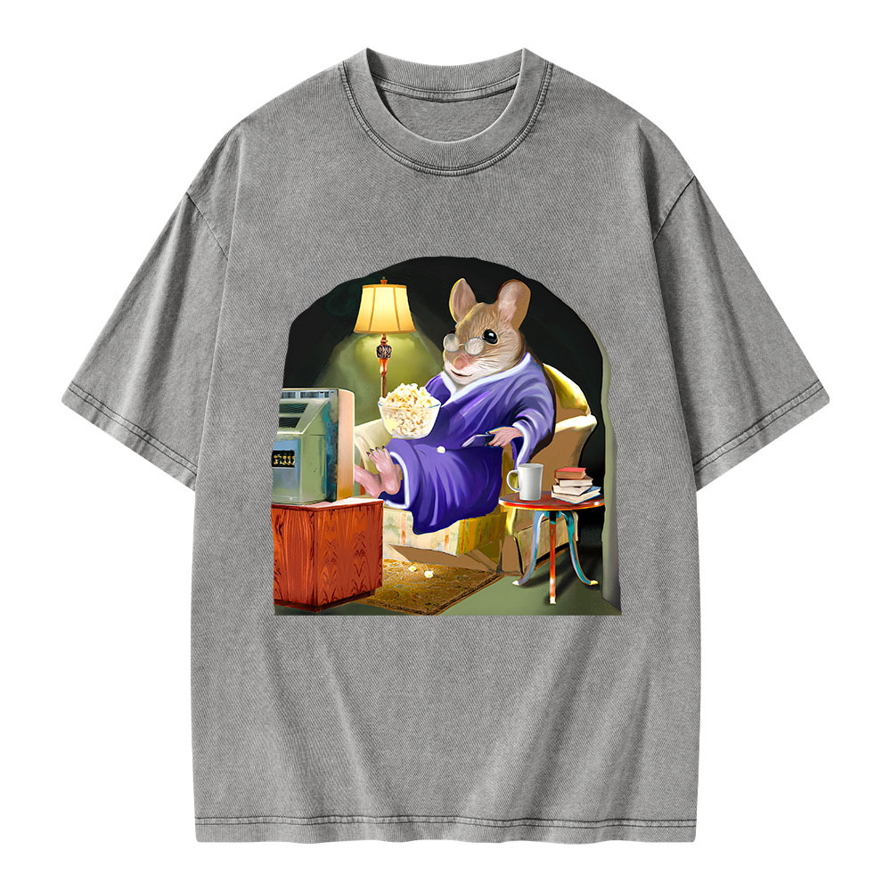 Pagewings Leisurely Mouse Unisex Washed T-shirt