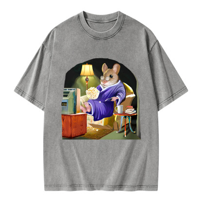 Pagewings Leisurely Mouse Unisex Washed T-shirt