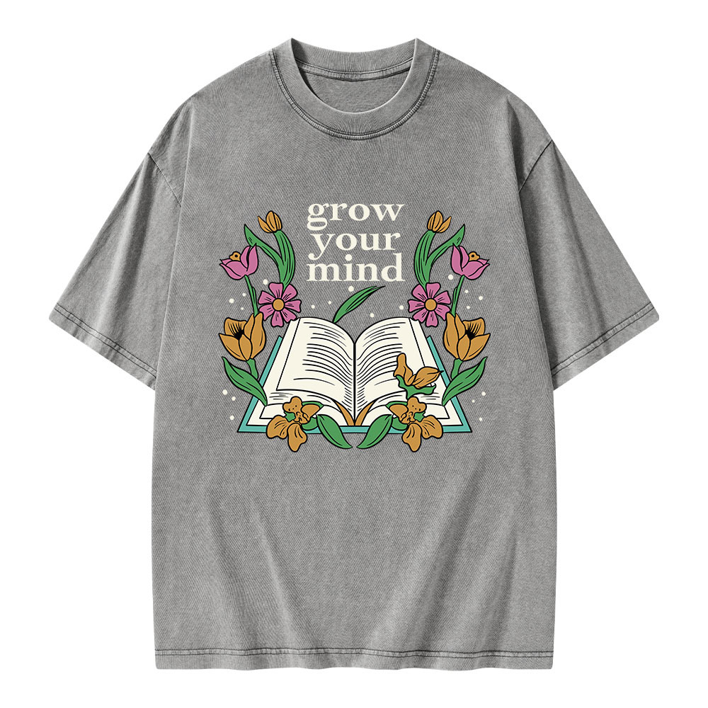 Pagewings Grow Your Mind Unisex Washed T-shirt
