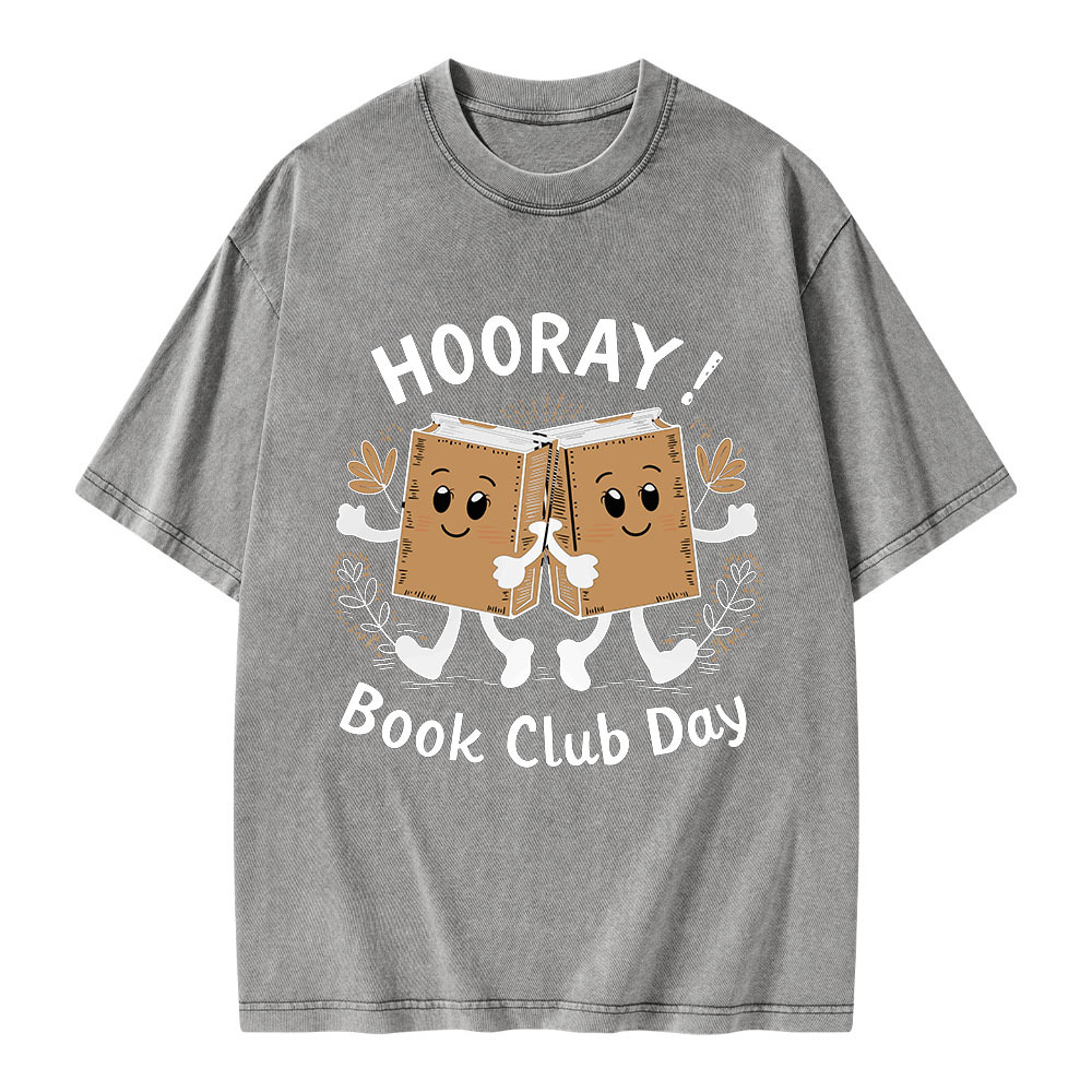 Pagewings Hooray Book Club Day Unisex Washed T-shirt