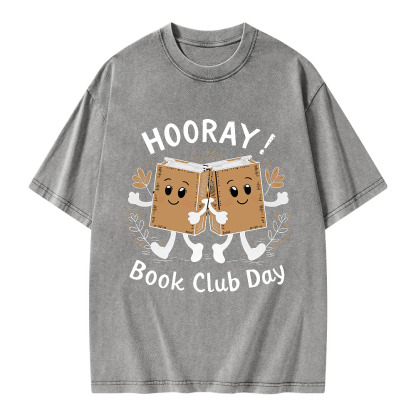 Pagewings Hooray Book Club Day Unisex Washed T-shirt