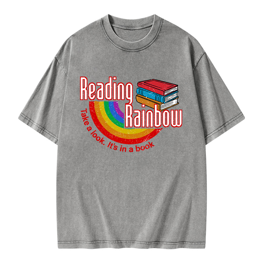 Pagewings Reading Rainbow Unisex Washed T-shirt