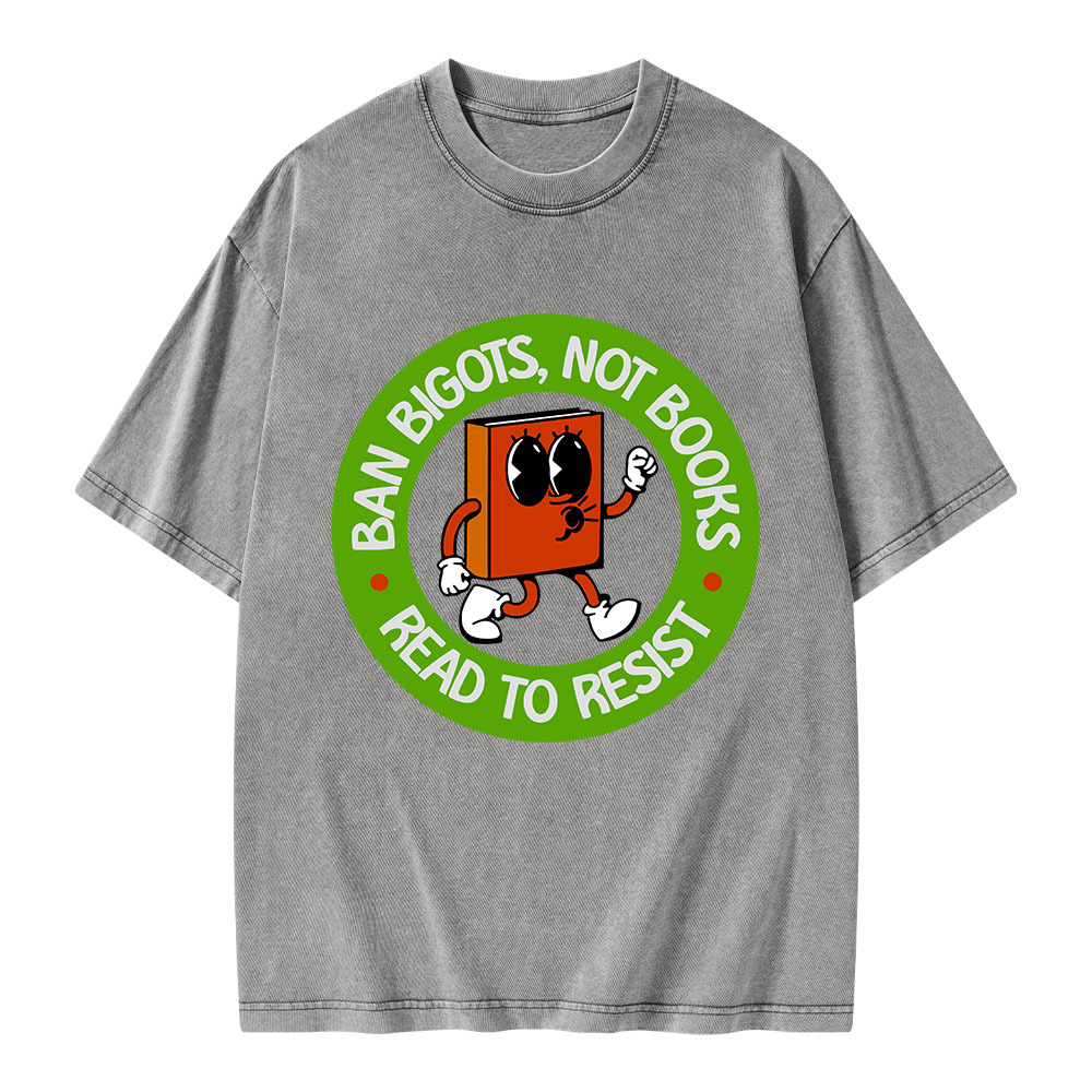 Pagewings Ban Bigots Not Books Read To Resist Unisex Washed T-shirt