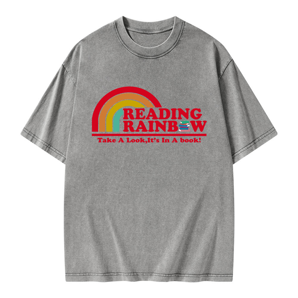Pagewings Reading Rainbow Unisex Washed T-shirt