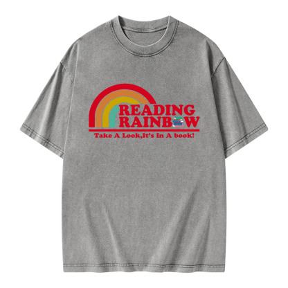 Pagewings Reading Rainbow Unisex Washed T-shirt
