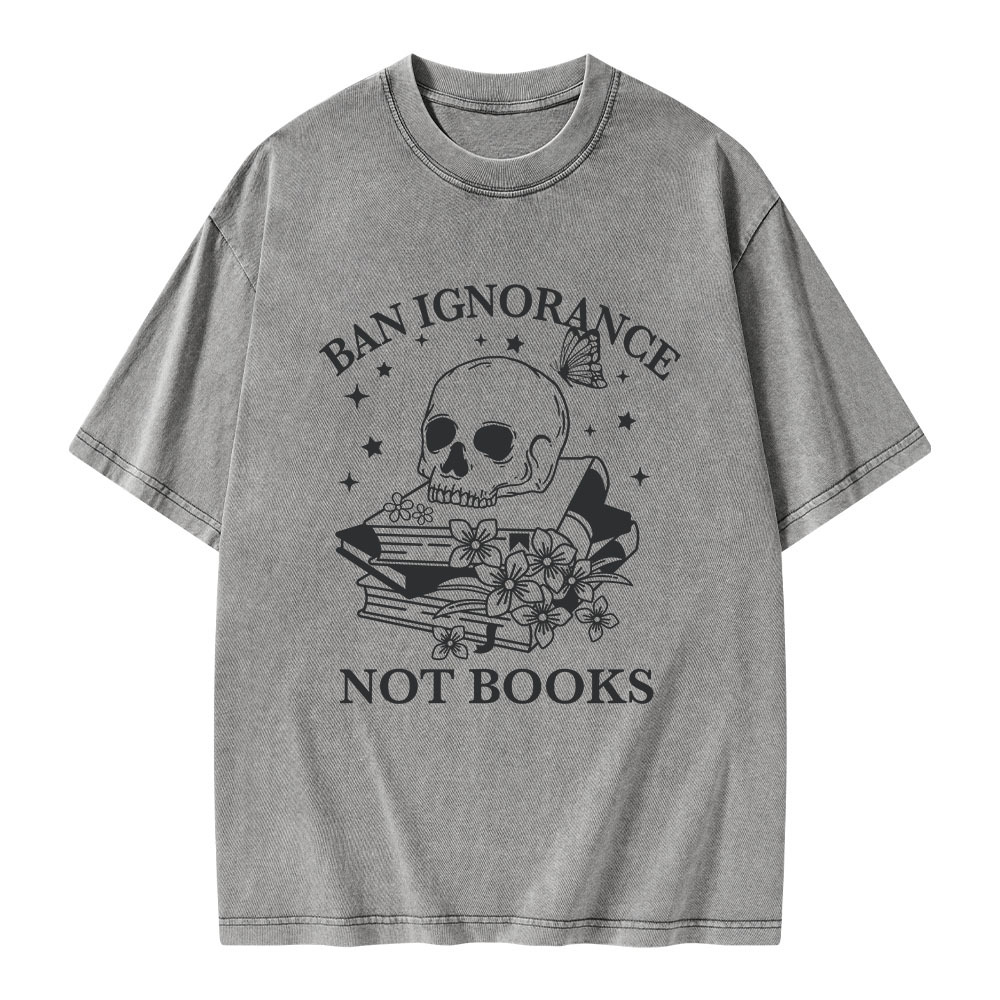 Pagewings Ban Ignorance Not Books Unisex Washed T-shirt