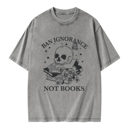 Pagewings Ban Ignorance Not Books Unisex Washed T-shirt