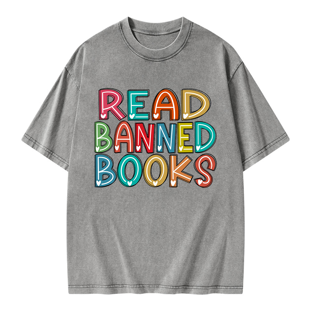 Pagewings Read Banned Books Unisex Washed T-shirt