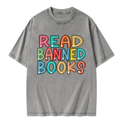 Pagewings Read Banned Books Unisex Washed T-shirt