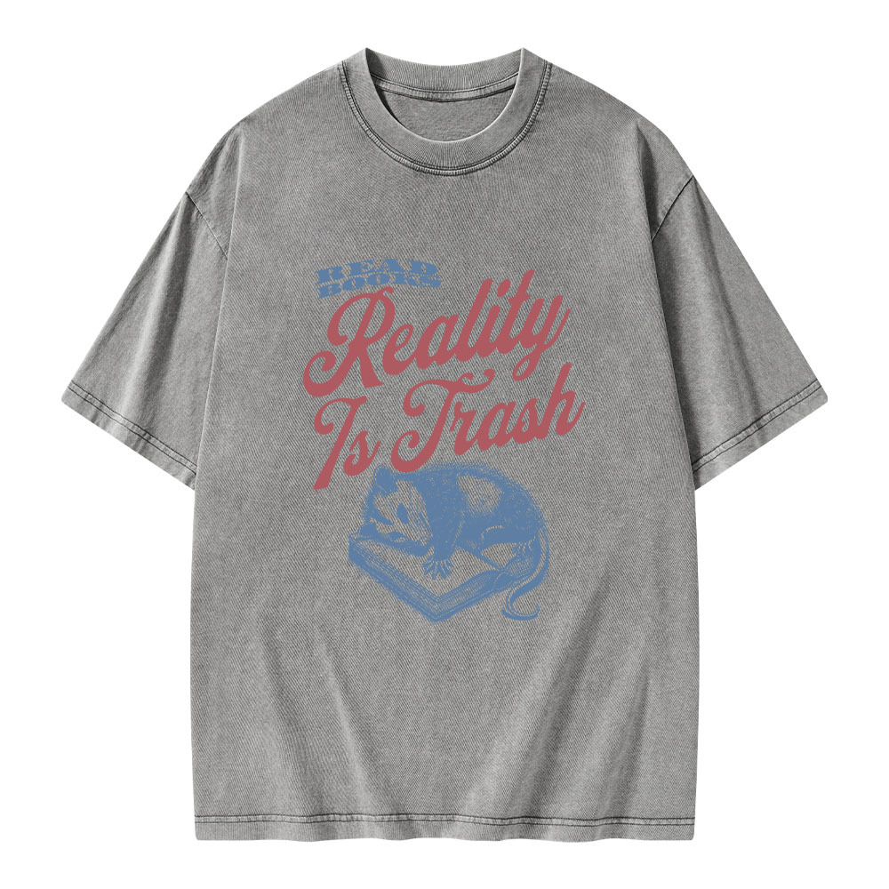 Pagewings Read Books Reality Is Trash Unisex Washed T-shirt