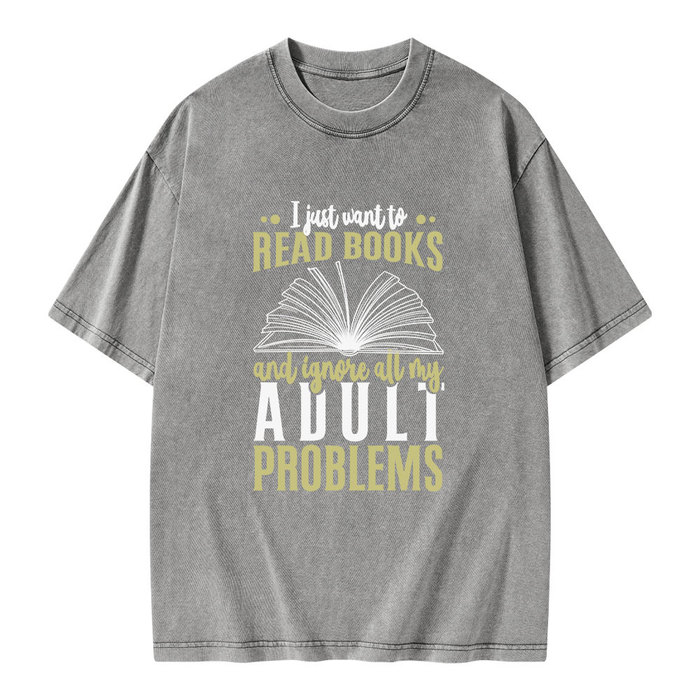 Pagewings I Just Want To Read Books Unisex Washed T-shirt