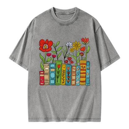 Pagewings Books Blooming Like Flowers In The Mind Unisex Washed T-shirt