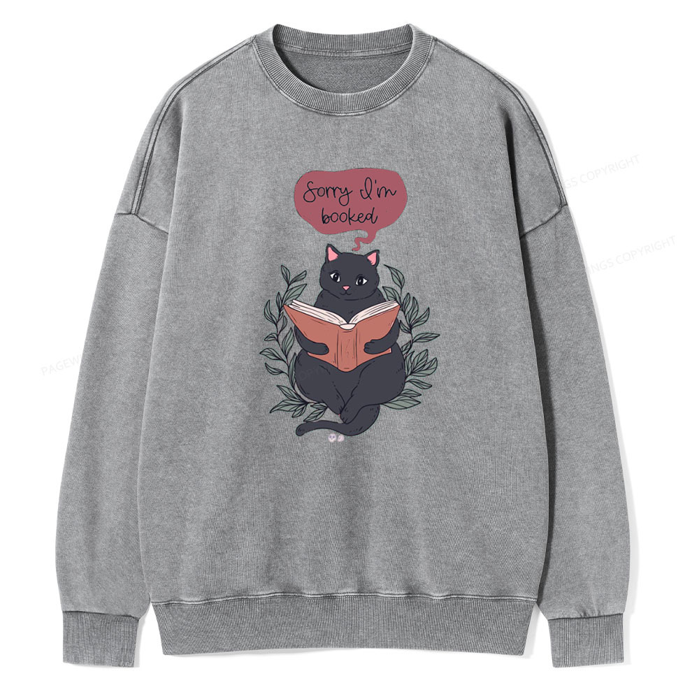 Pagewings Cats love reading books Unisex Washed Sweatshirt